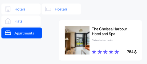 <b>Отели, апартаменты и квартиры</b> <br>Подбирайте удобный вид жилья без скрытых сборов для каждой поездки